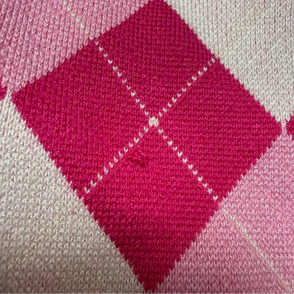 Y2K Pink Argyle Cropped Women's Sweater Set size Medium. Quarter length sleeves. - Picture 3 of 16